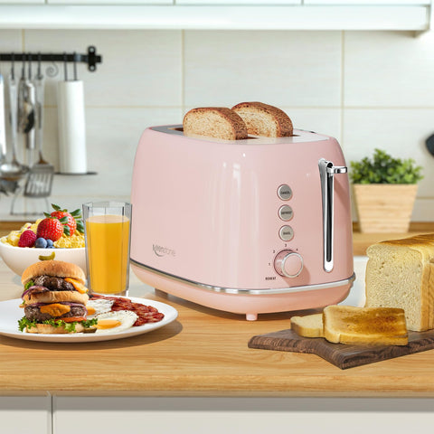 Keenstone pink toaster removable crumb tray for easy cleaning