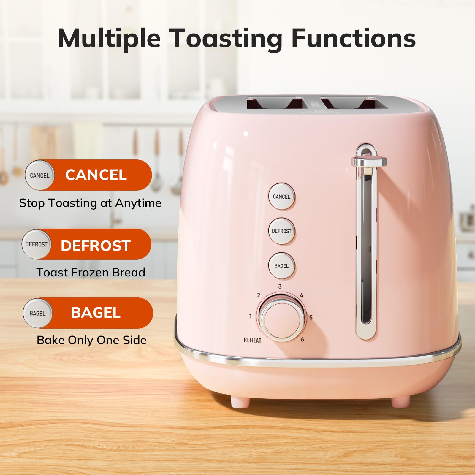 Keenstone pink toaster slot detail showing 1.5-inch openings