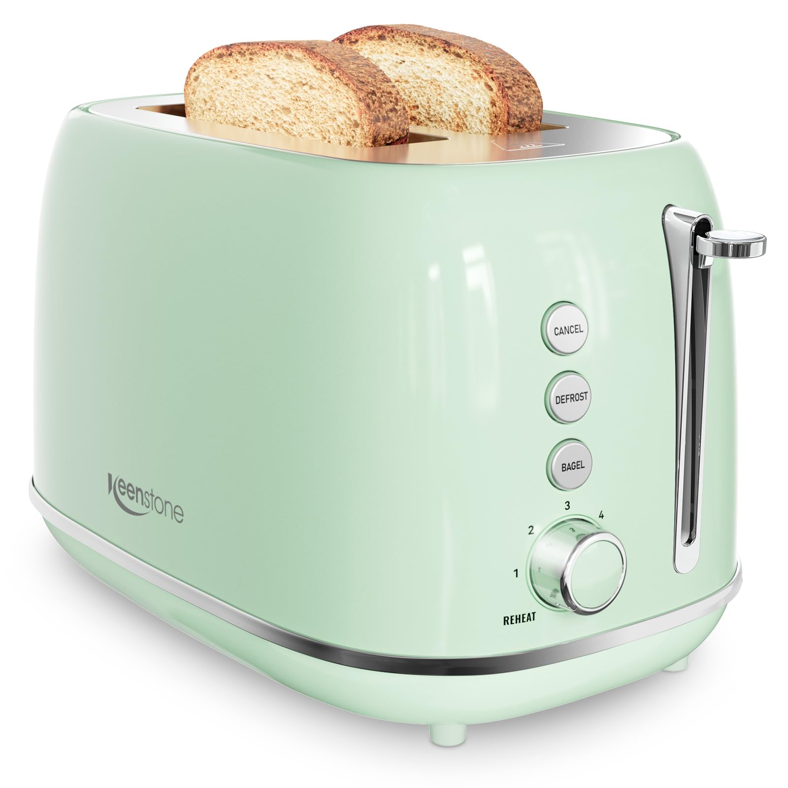 Keenstone 2-Slice Toaster with wide slots for thick bread and even toasting