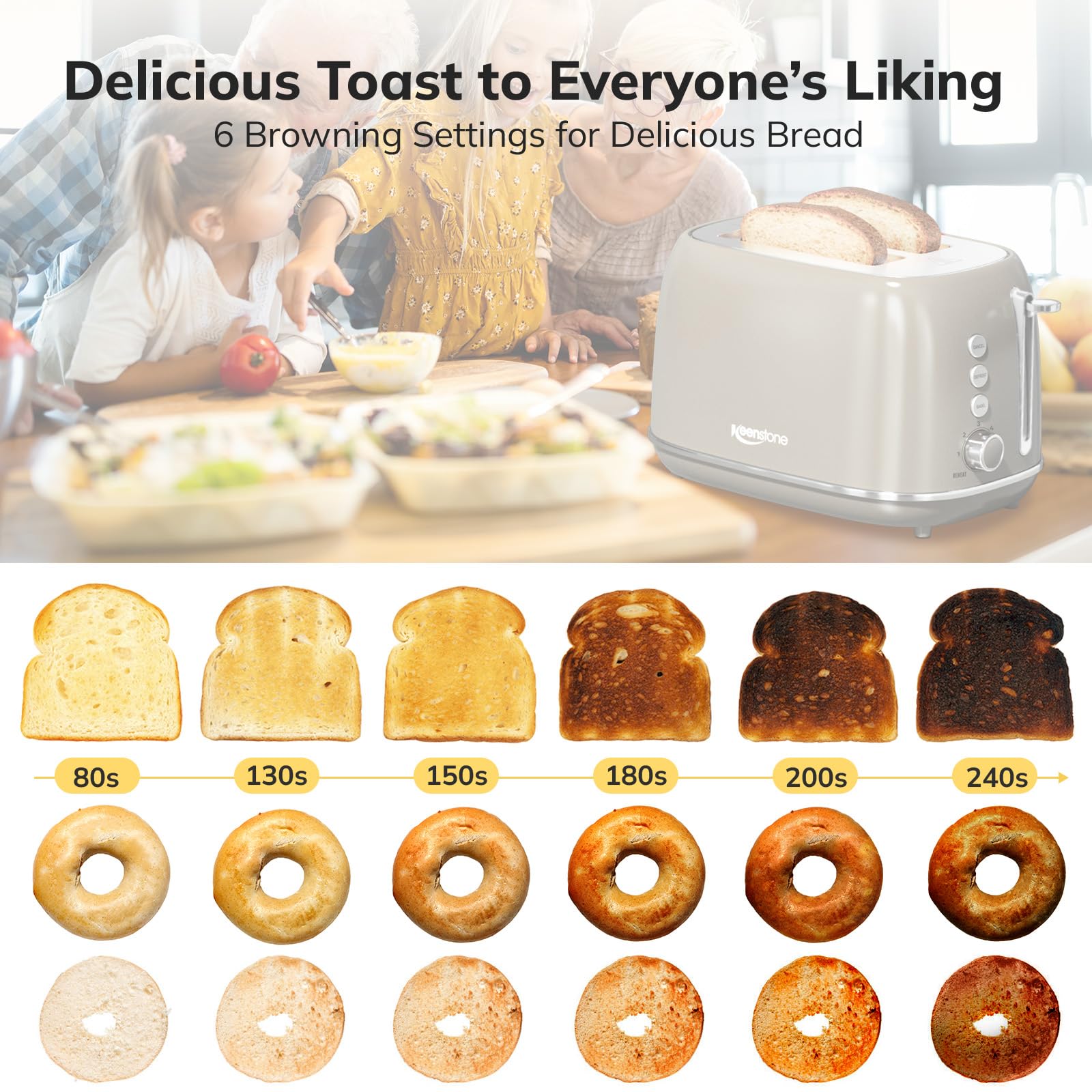 Keenstone toaster with extra-wide 1.5-inch slots for bagels and Texas toast