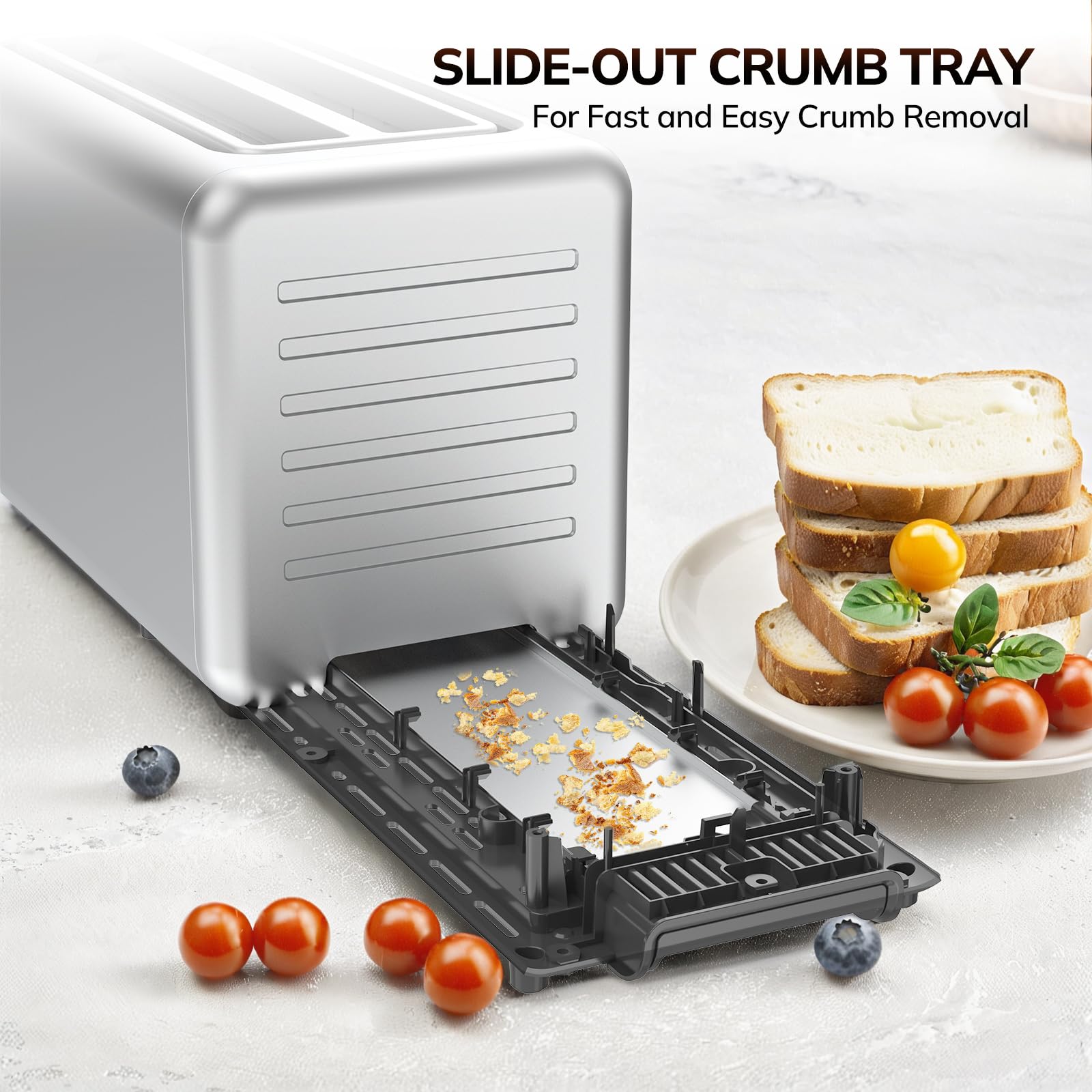 Keenstone toaster nonstick stainless steel body is easy to clean.