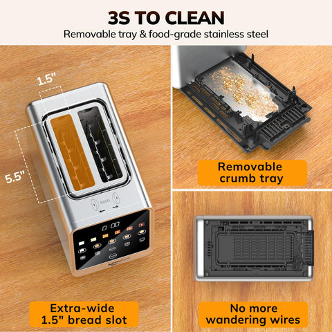 Keenstone Toaster presets for bagel, gluten-free, and waffles cover diverse breakfasts.