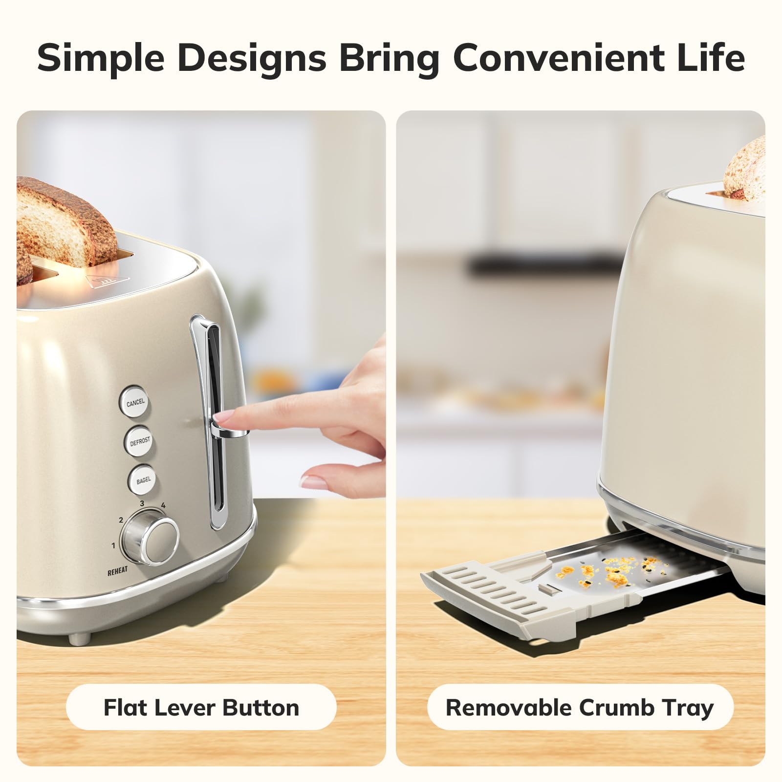 Keenstone toaster with removable crumb tray for quick cleaning