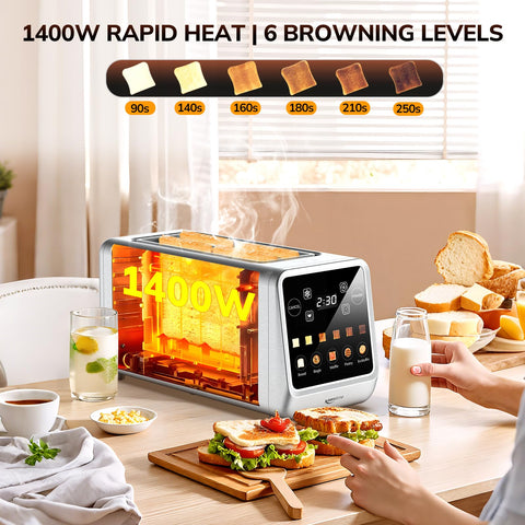 Keenstone toaster single-slice mode ensures even toast in one occupied slot.