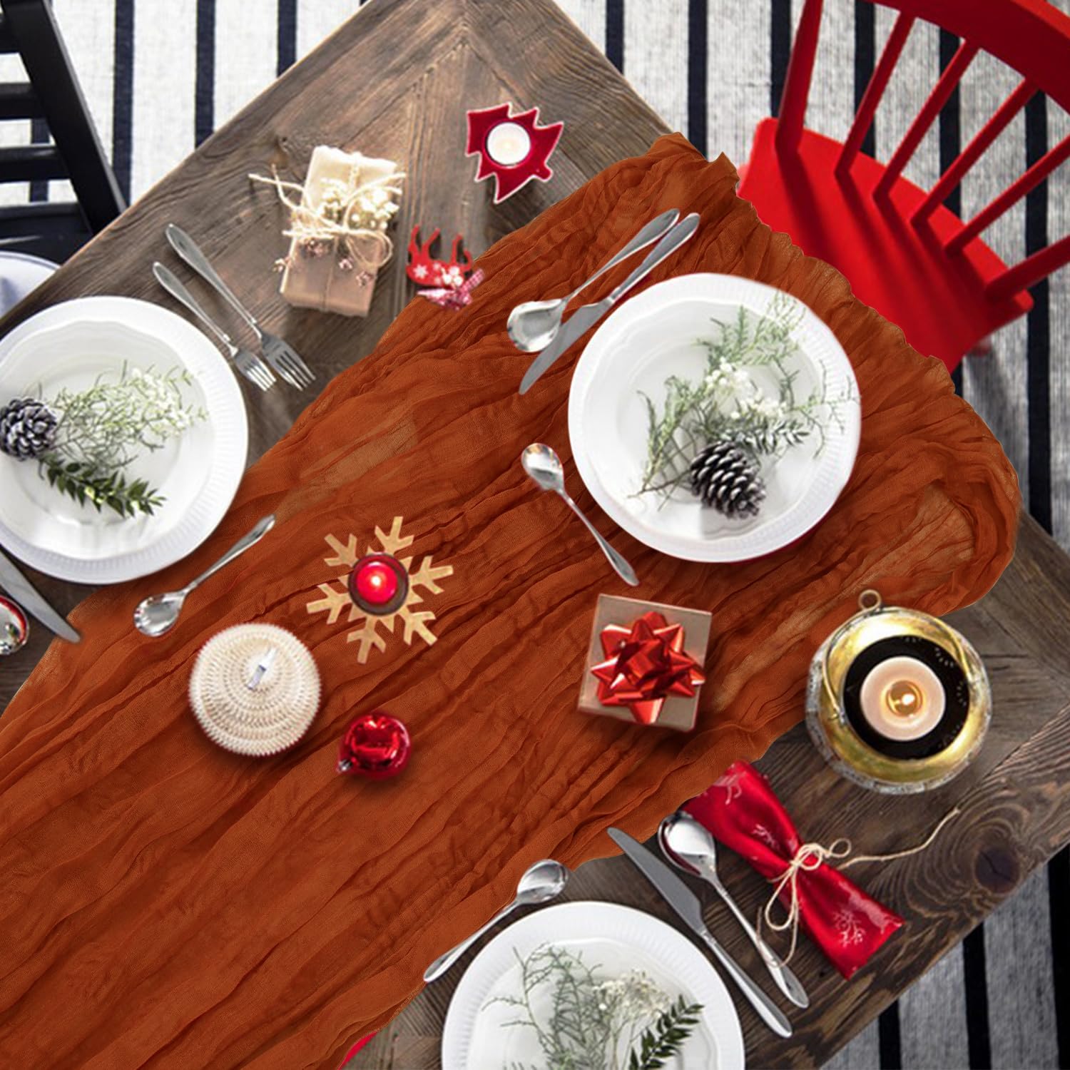 KEEPSHOWING terracotta table runner enhances warm color schemes for dinners