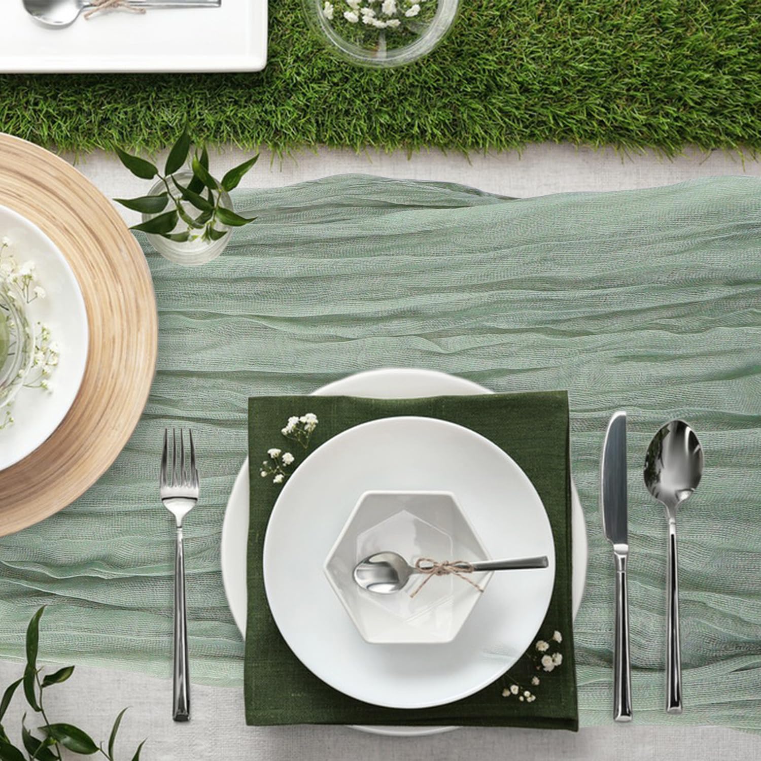 Keepshowing reusable table runner with gentle washing guidance for long-term use