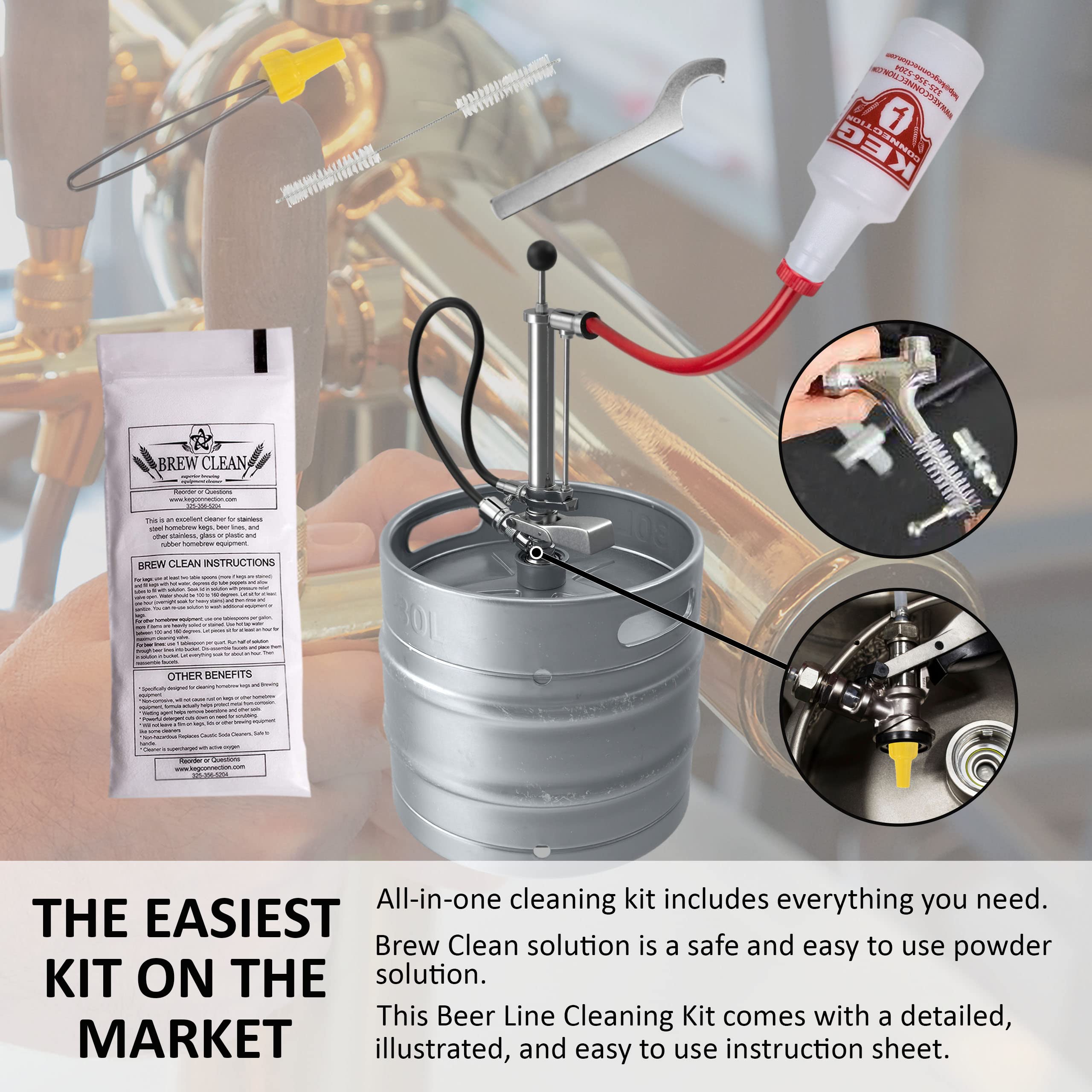 Kegconnection beer line hose attachment demonstrates smooth cleaning flow.
