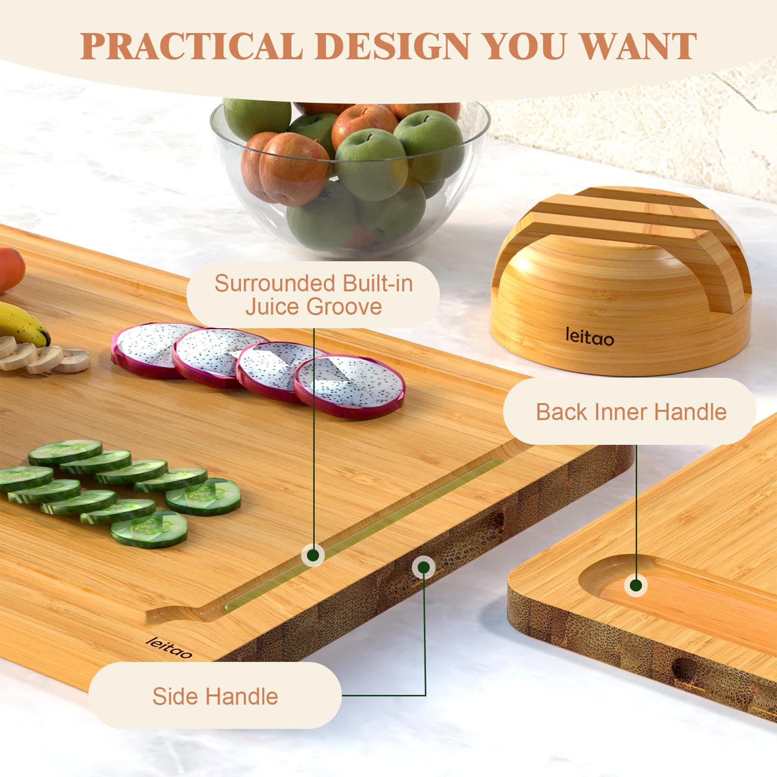 KEGDAN 4-piece knife set preserves blade edges during prep.