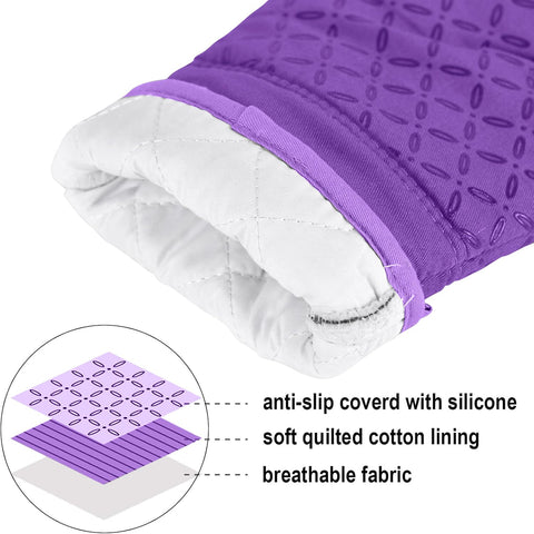 KEGOUU oven mitts feature quilted cotton lining for soft, breathable comfort.