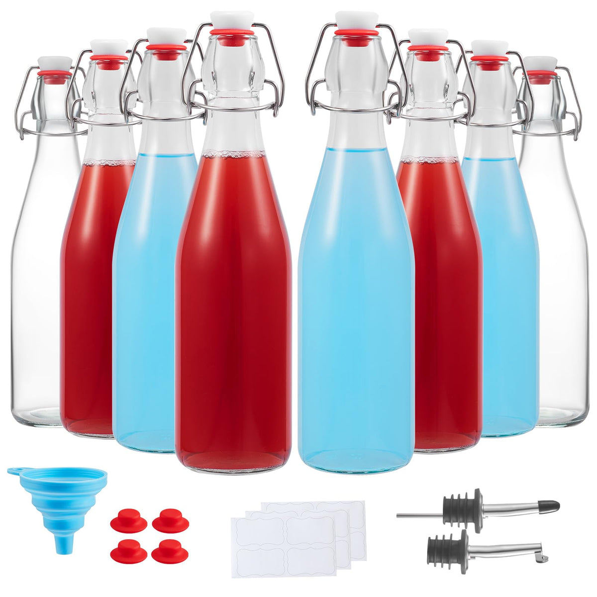 Keigocare 16oz swing-top glass bottle with stopper for airtight storage.