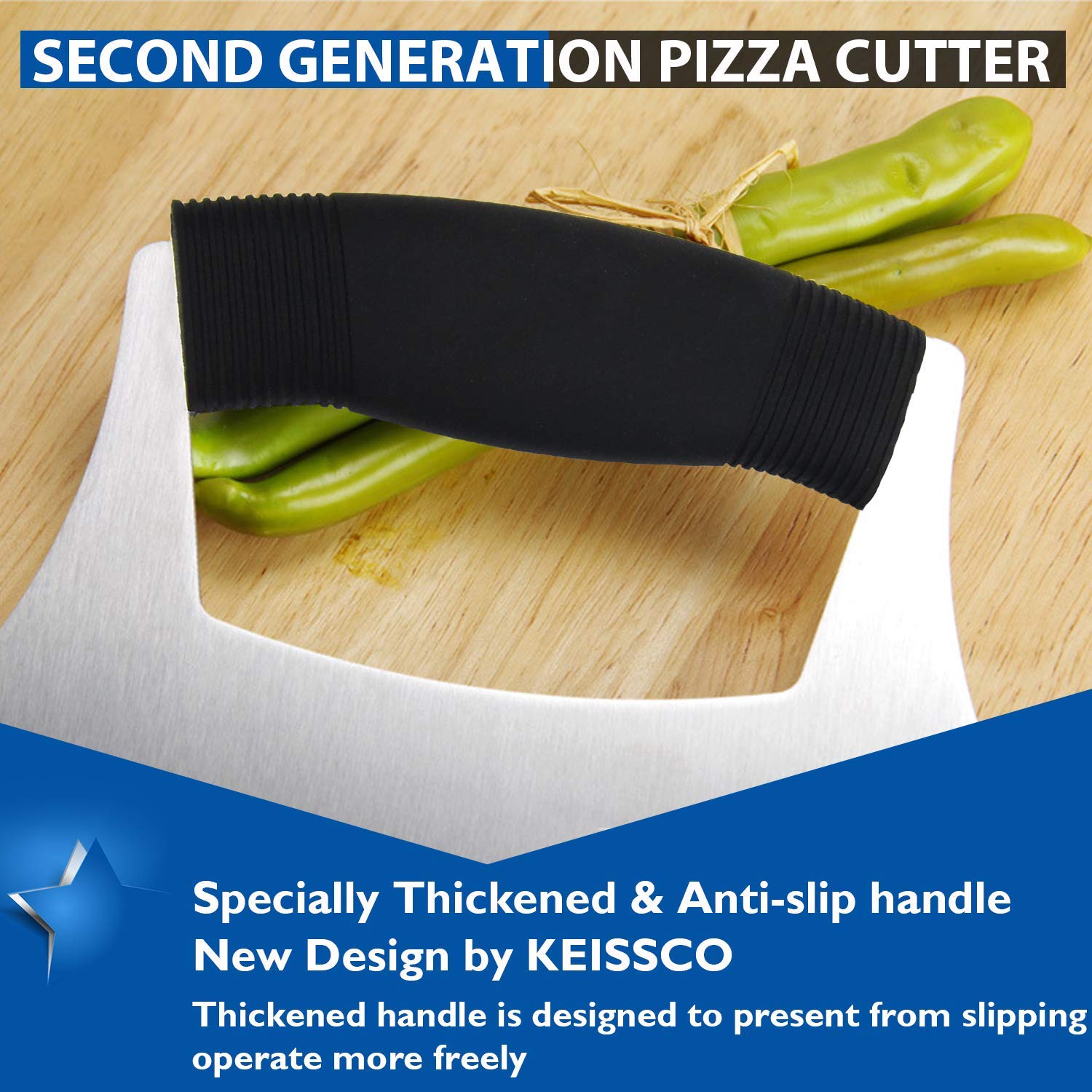 KEISSCO ergonomic anti-slip handle provides comfortable grip during long chopping sessions