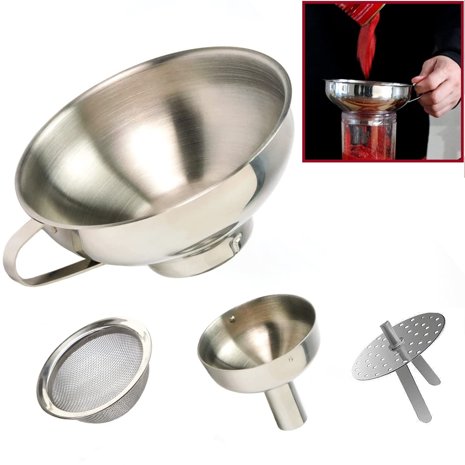 KEISSCO large-mouth funnel with filter for smooth sauce pouring into jars