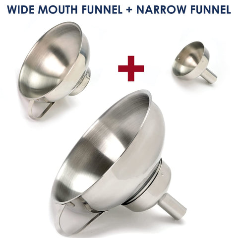 KEISSCO narrow-mouth funnel with detachable strainer for precise bottle filling