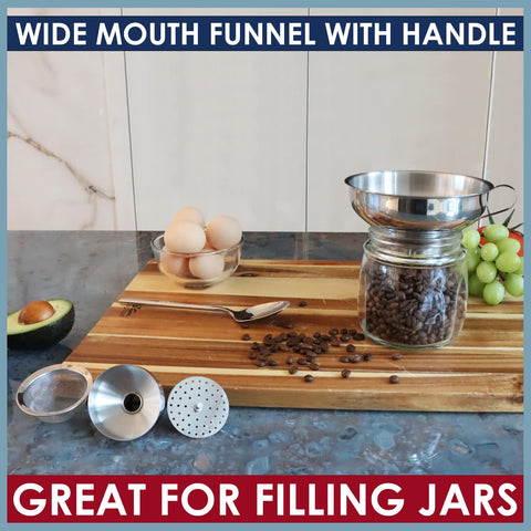 KEISSCO filling salt and spices into a shaker with precision using the funnel