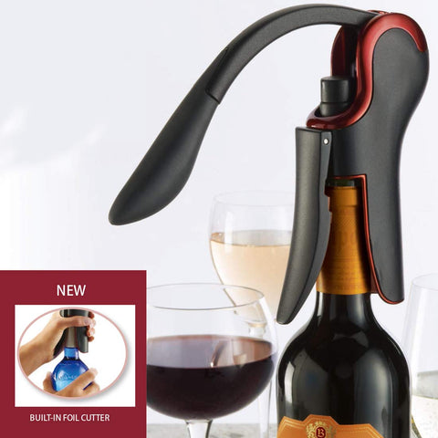 Precision lever-pull mechanism pops corks with minimal effort.