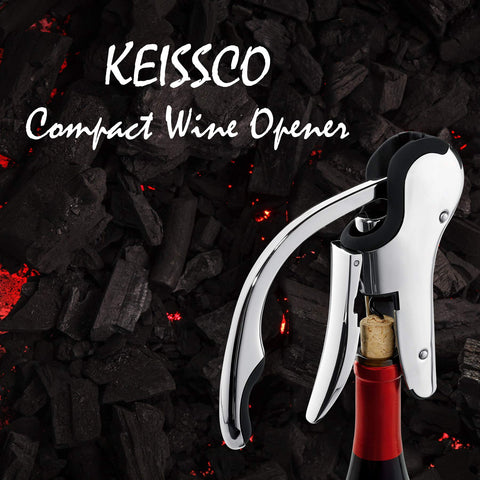 KEISSCO wine opener in action showing quick 3 second uncorking