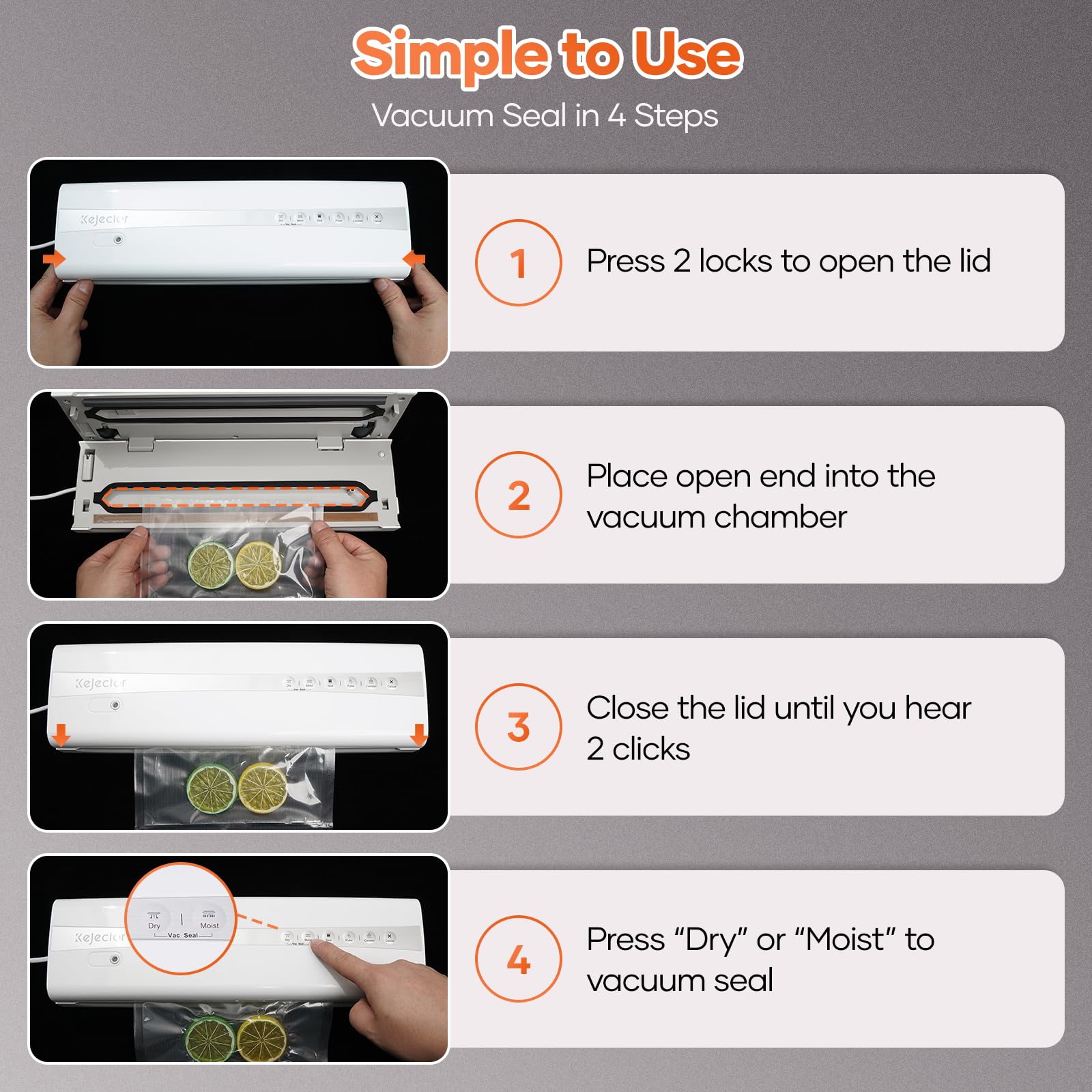 Kejector easy-clean surface simplifies wiping and maintenance.