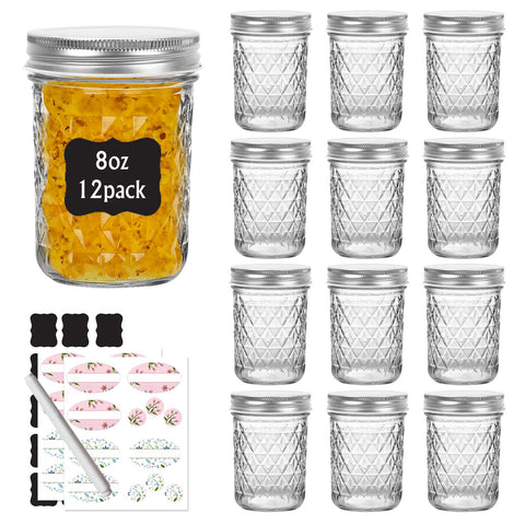 Keketin 8oz mason jar with silver lid closeup for premium canning and storage.