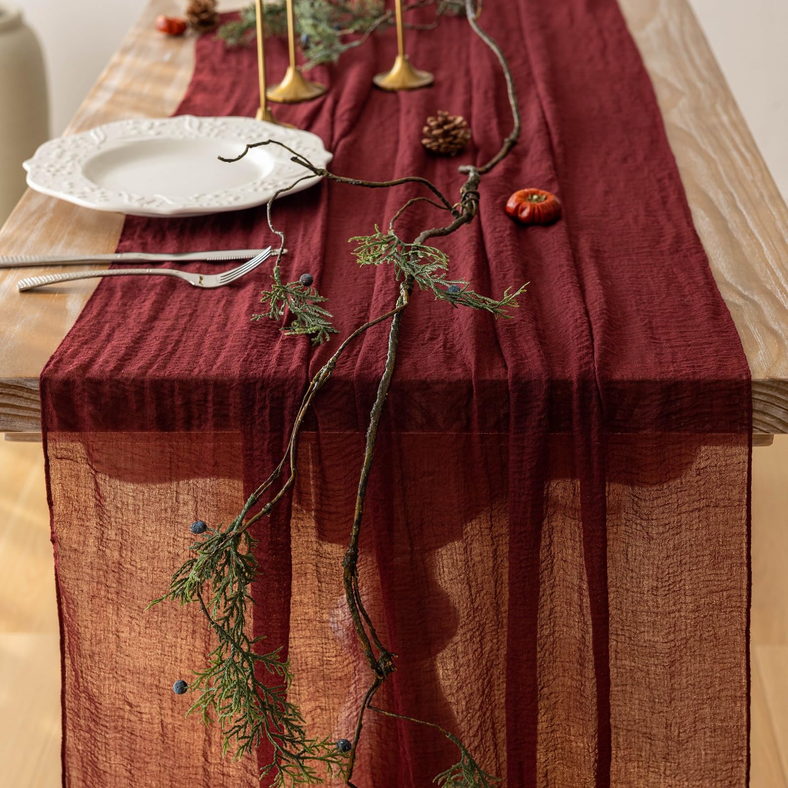 Keketoarrange table runner with sisal rope detail for rustic decor