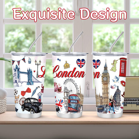 Keluna London landmarks illustration tumbler inspires travel-ready hydration on the go.