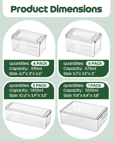 KEMETHY 11-pack large fridge organizer bin 1 separates drinks for quick access