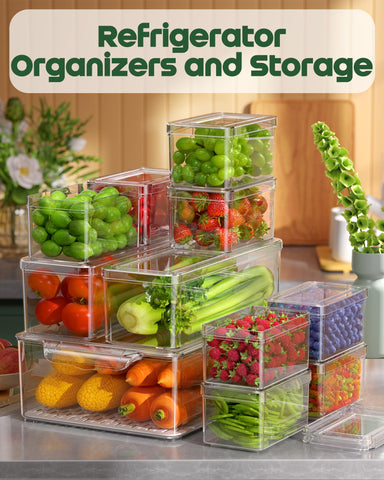 KEMETHY 11-pack small fridge organizer bin 1 helps organize herbs and small produce