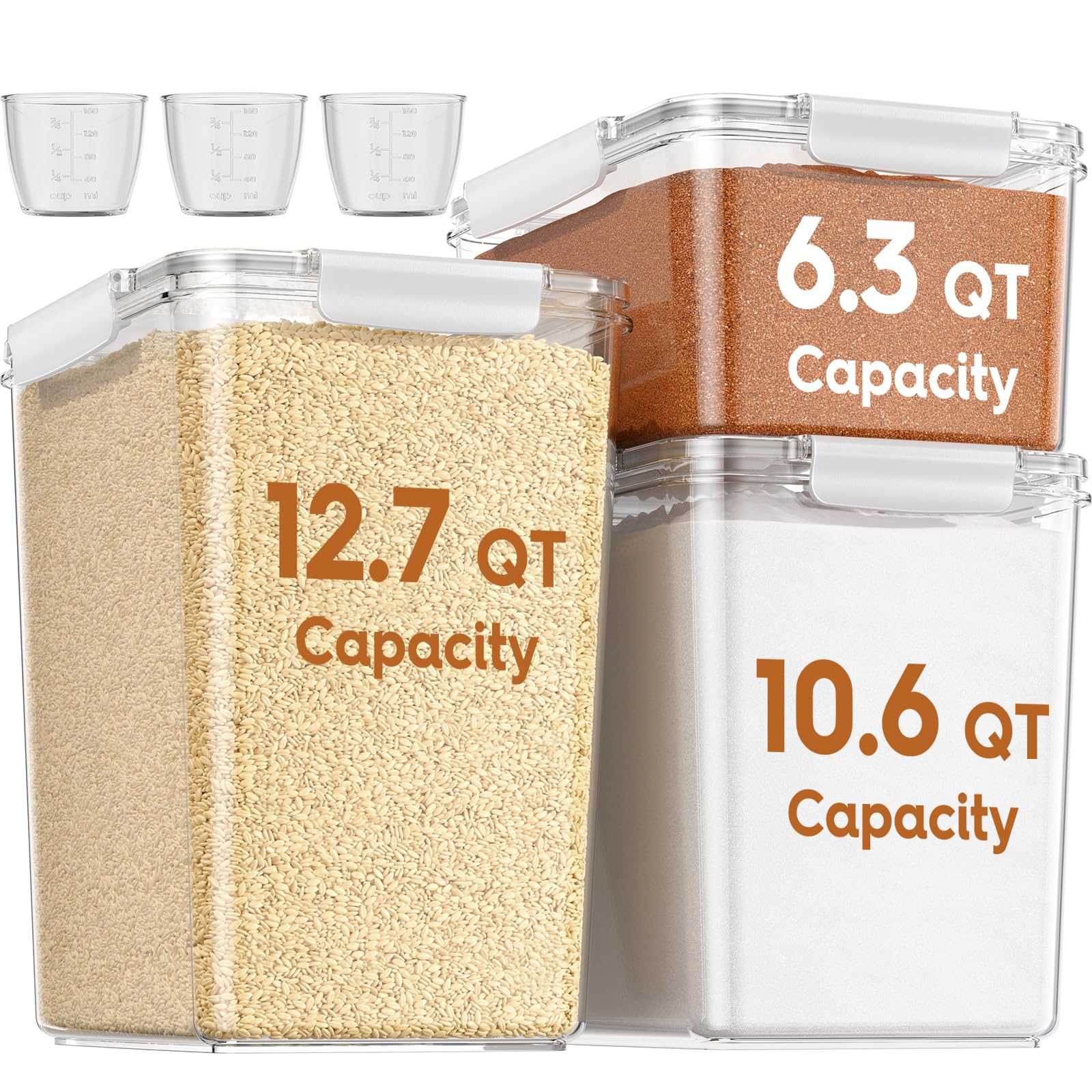 KEMETHY 12L extra-large container with lid for bulk flour storage and visibility