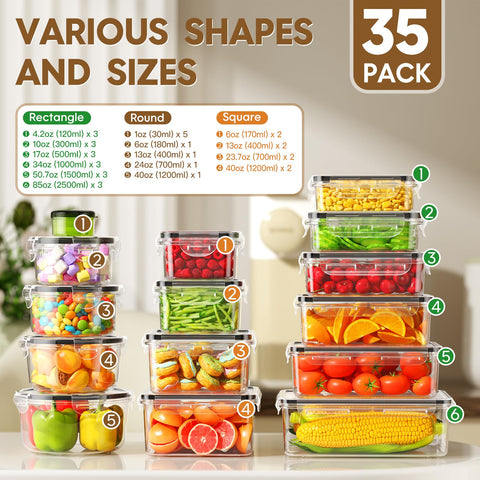 Kemethy 35 containers and 35 lids for versatile meal prep