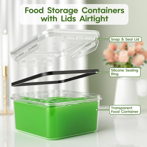 KEMETHY airtight seals ensure leak-proof freshness in the fridge.