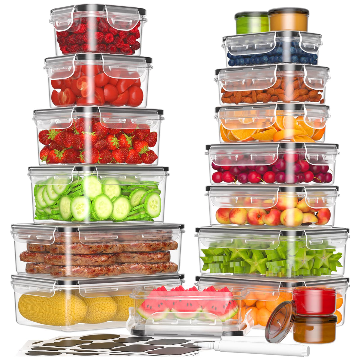 KEMETHY rectangular containers for organized pantry storage and meal prep.