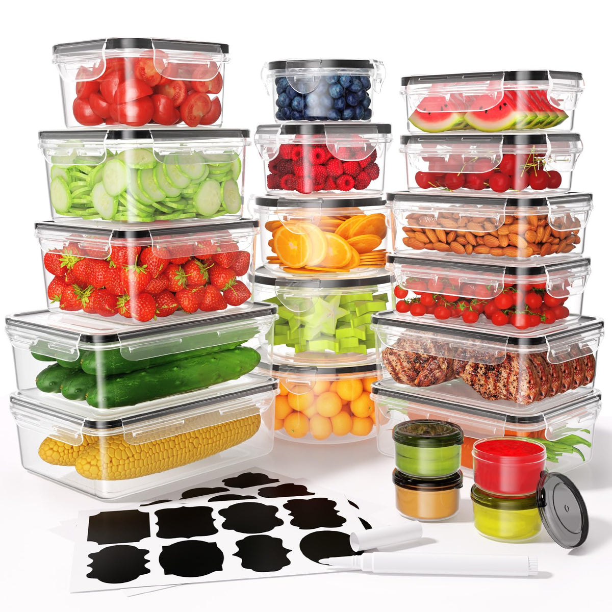 KEMETHY 40-piece airtight containers keep foods fresh and organized.