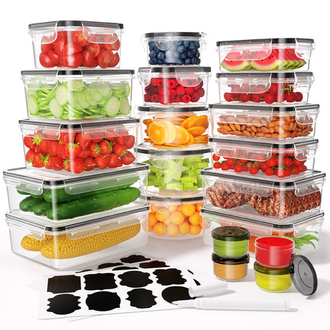 KEMETHY 40-piece airtight containers keep foods fresh and organized.