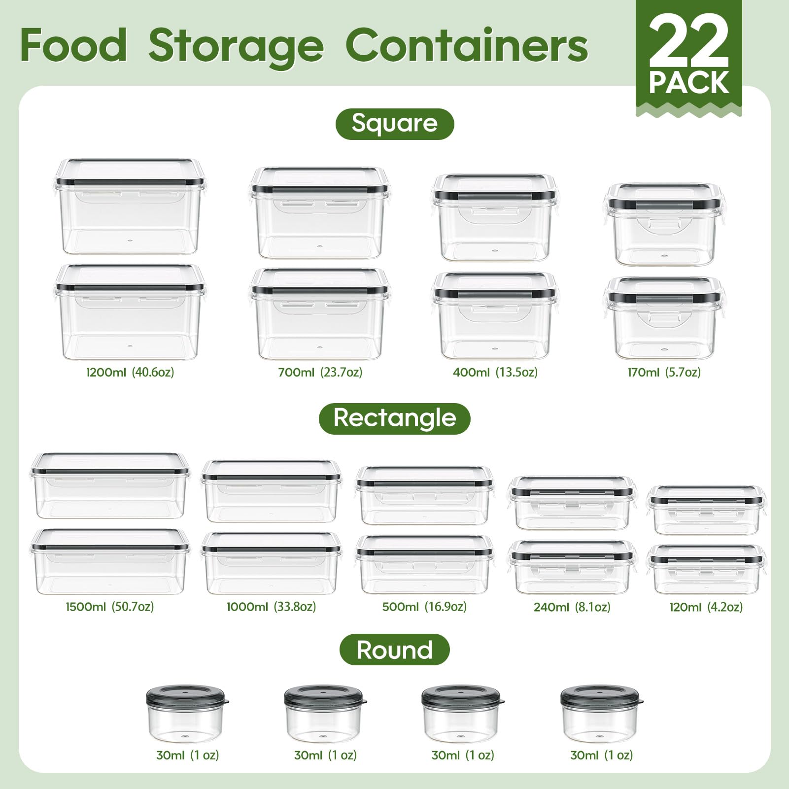 KEMETHY square containers with lids stacked to save space.