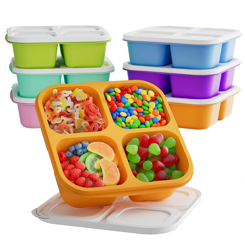 Kemethy 6 Pcs Bento Snack Containers with colorful divided compartments for easy meal prep.