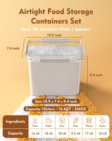 KEMETHY 6L wide-mouth flour storage container for easy access and cleaning