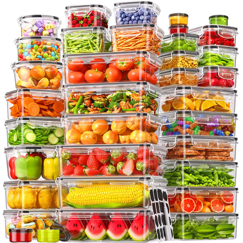 Kemethy 70-piece set of food storage containers for organized fridge storage