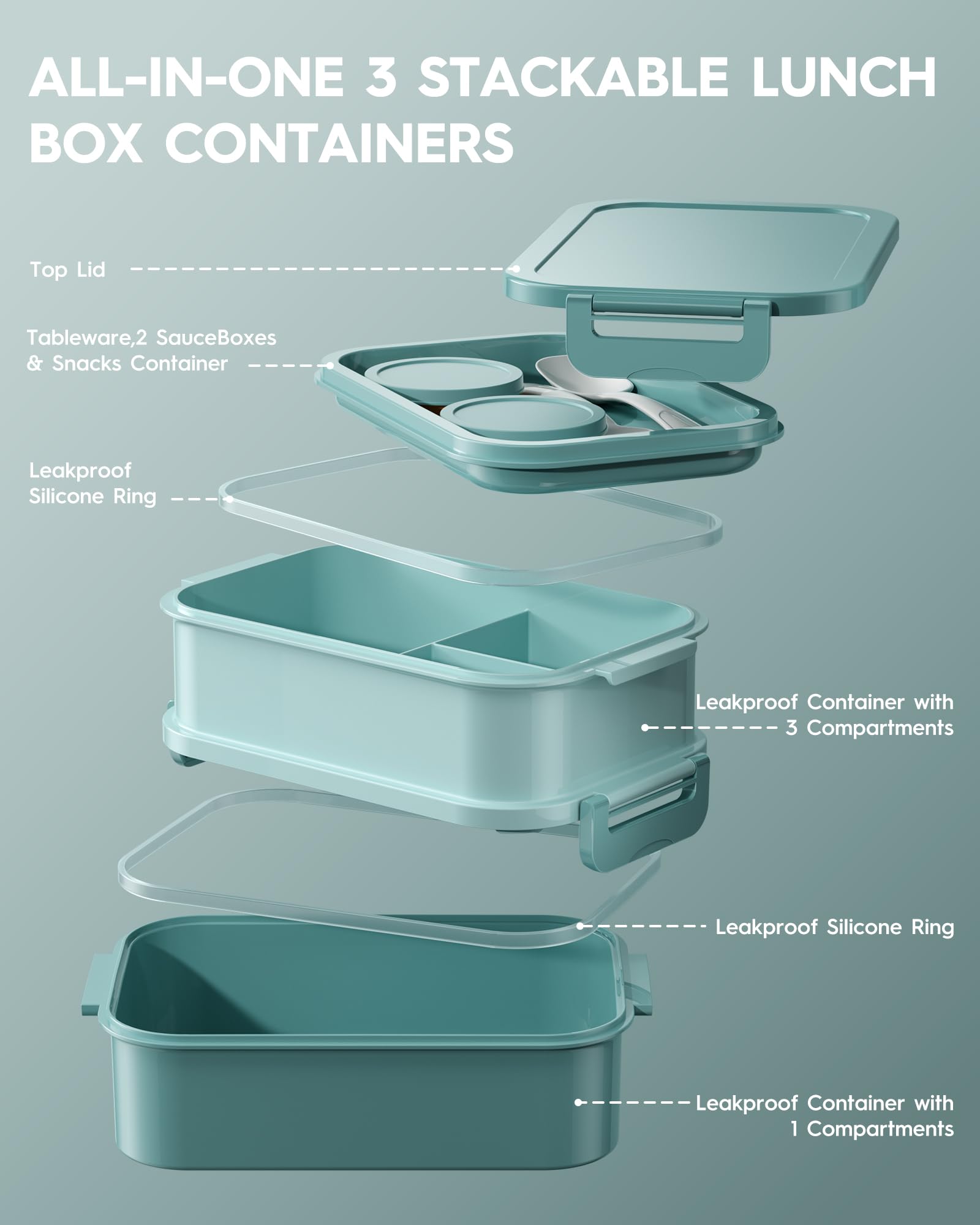 Kemethy bento built-in sauce containers keep dips secure and accessible.