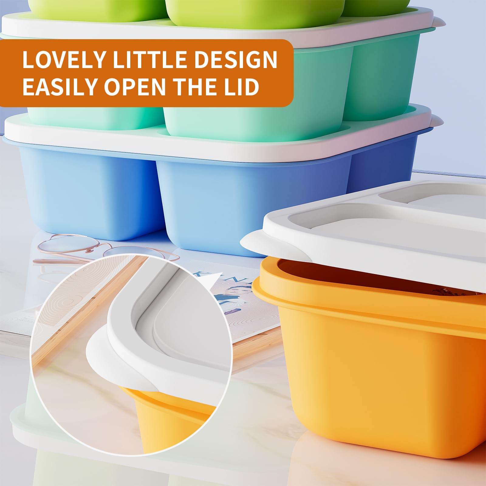 Kemethy bento container with easy-lid opening simplifies packing for kids and adults.