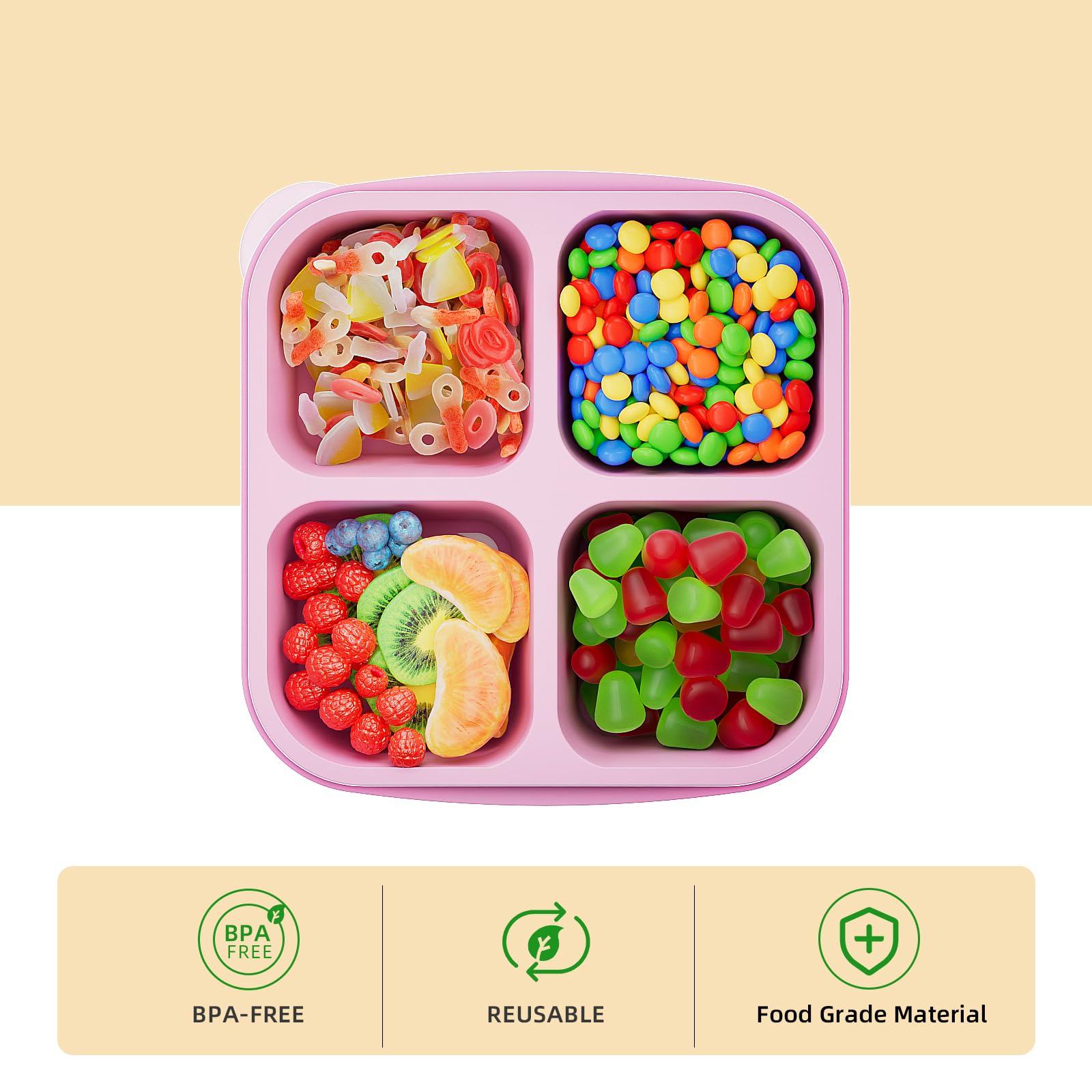 Kemethy stackable bento design saves space in cupboards and bags during busy days.