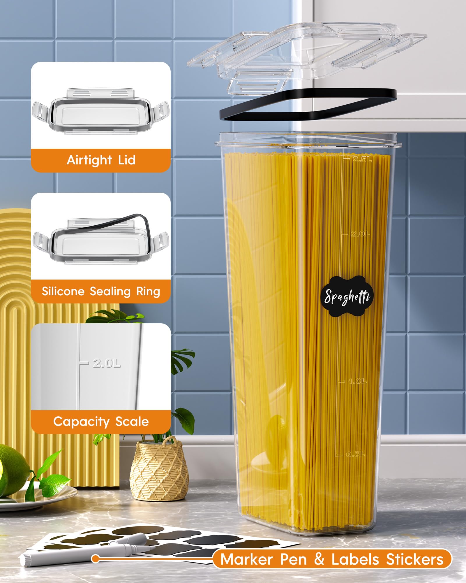 KEMETHY four-size set for versatile storage of flour, cereal, sugar, and more.