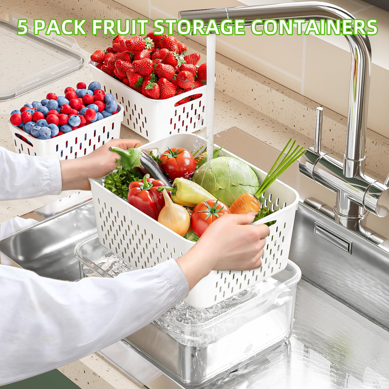 KEMETHY fridge organizer showing stackable design for space savings