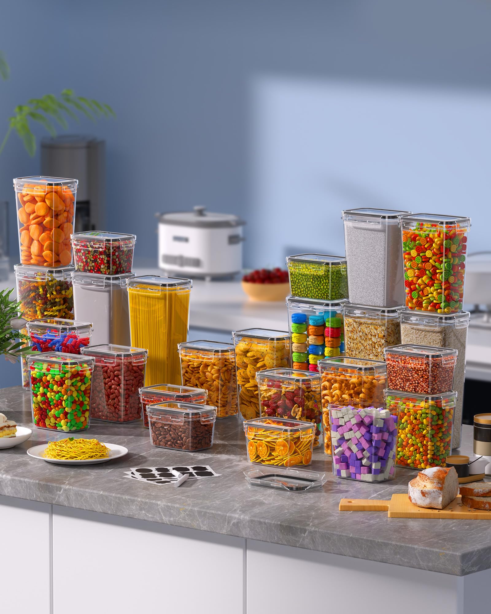 KEMETHY versatile kitchen storage for flour, sugar, cereal and snacks