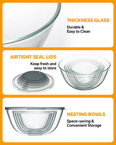 KEMETHY nesting bowls with lids, space-saving kitchen organization.