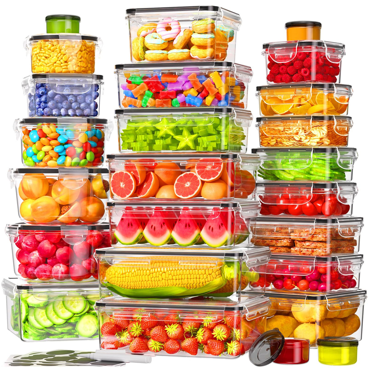 KEMETHY rectangular 80oz container with airtight seal for meal prep.
