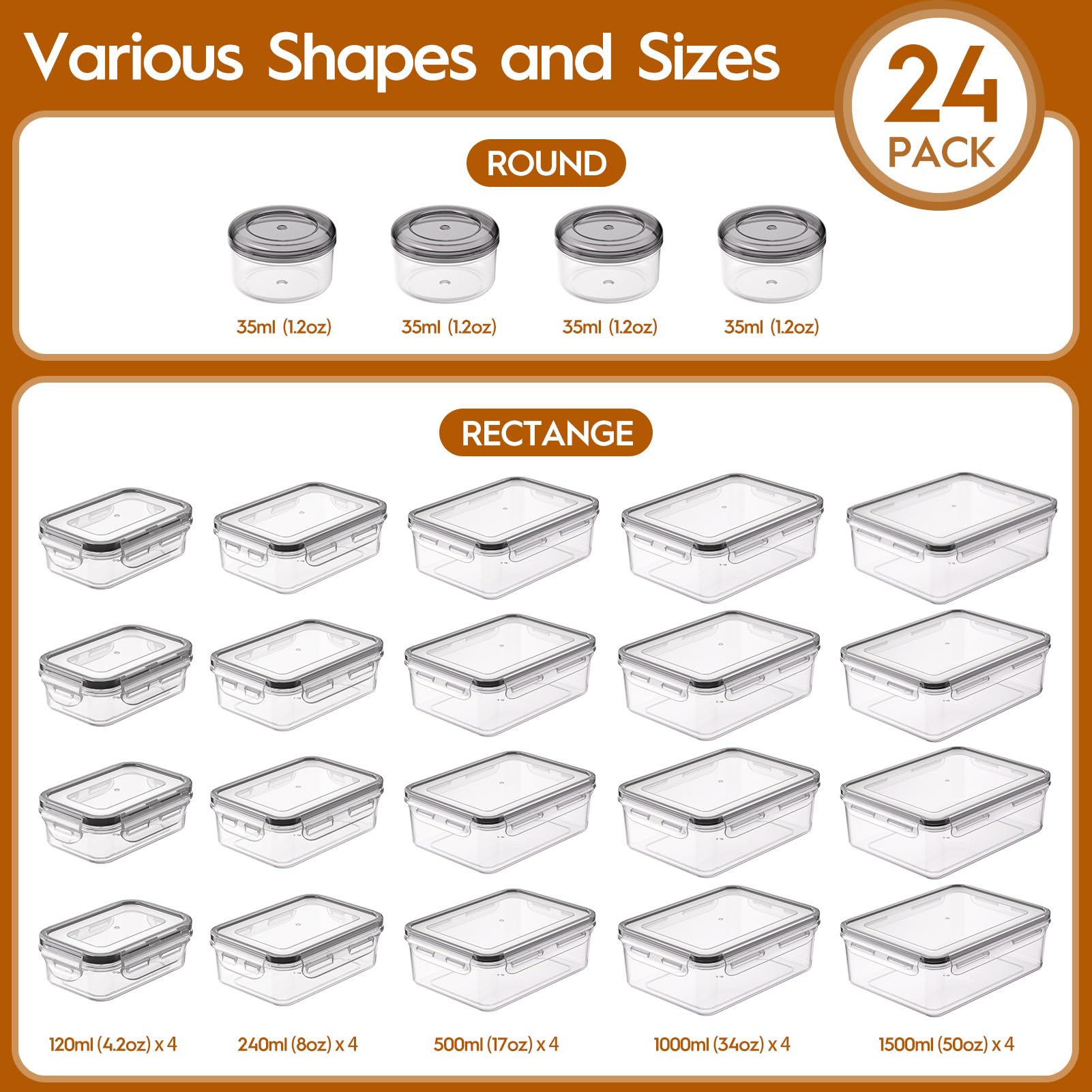 Kemethy rectangular containers in multiple sizes keep bulk foods neatly sorted