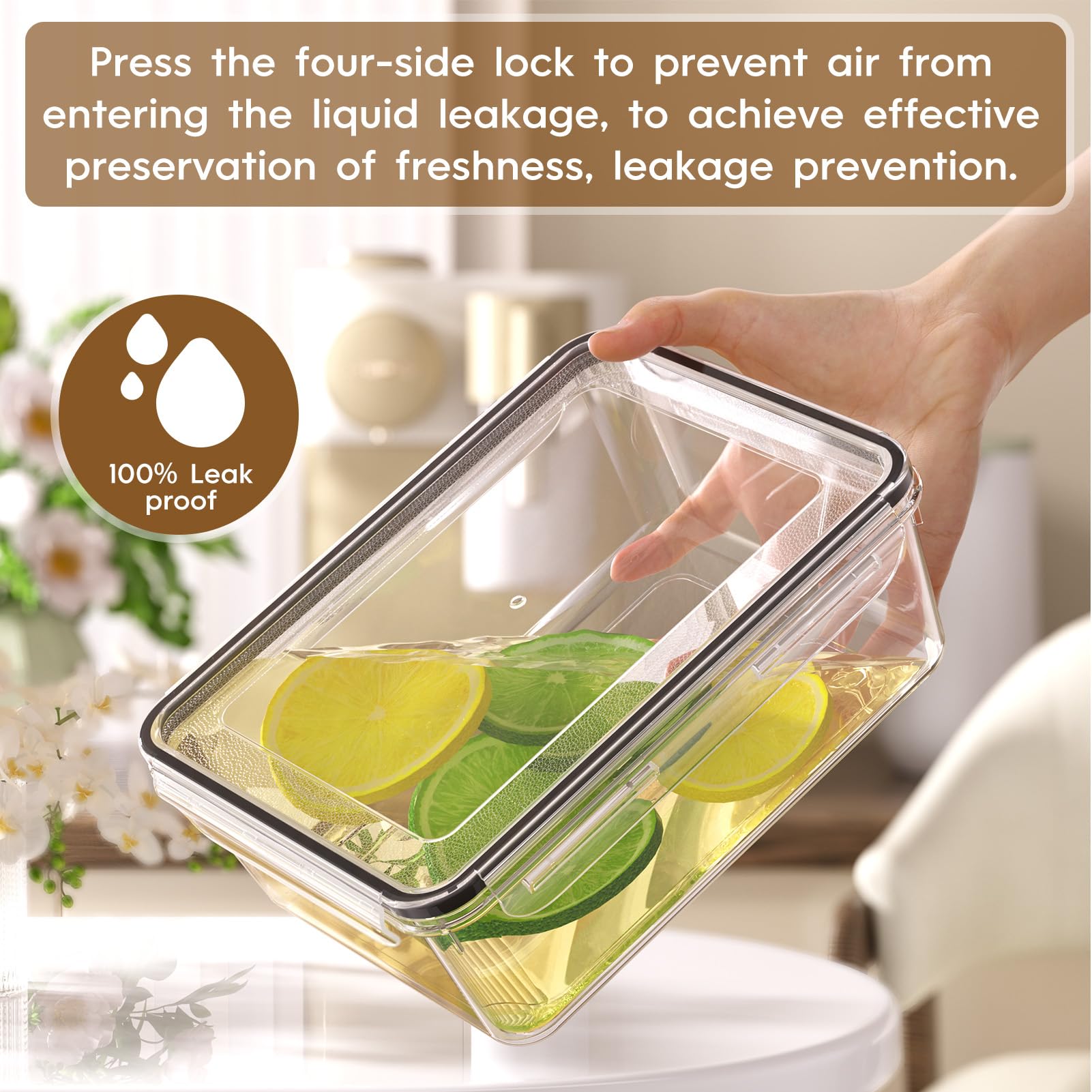 KEMETHY reinforced latch system on lid enhances leak resistance.