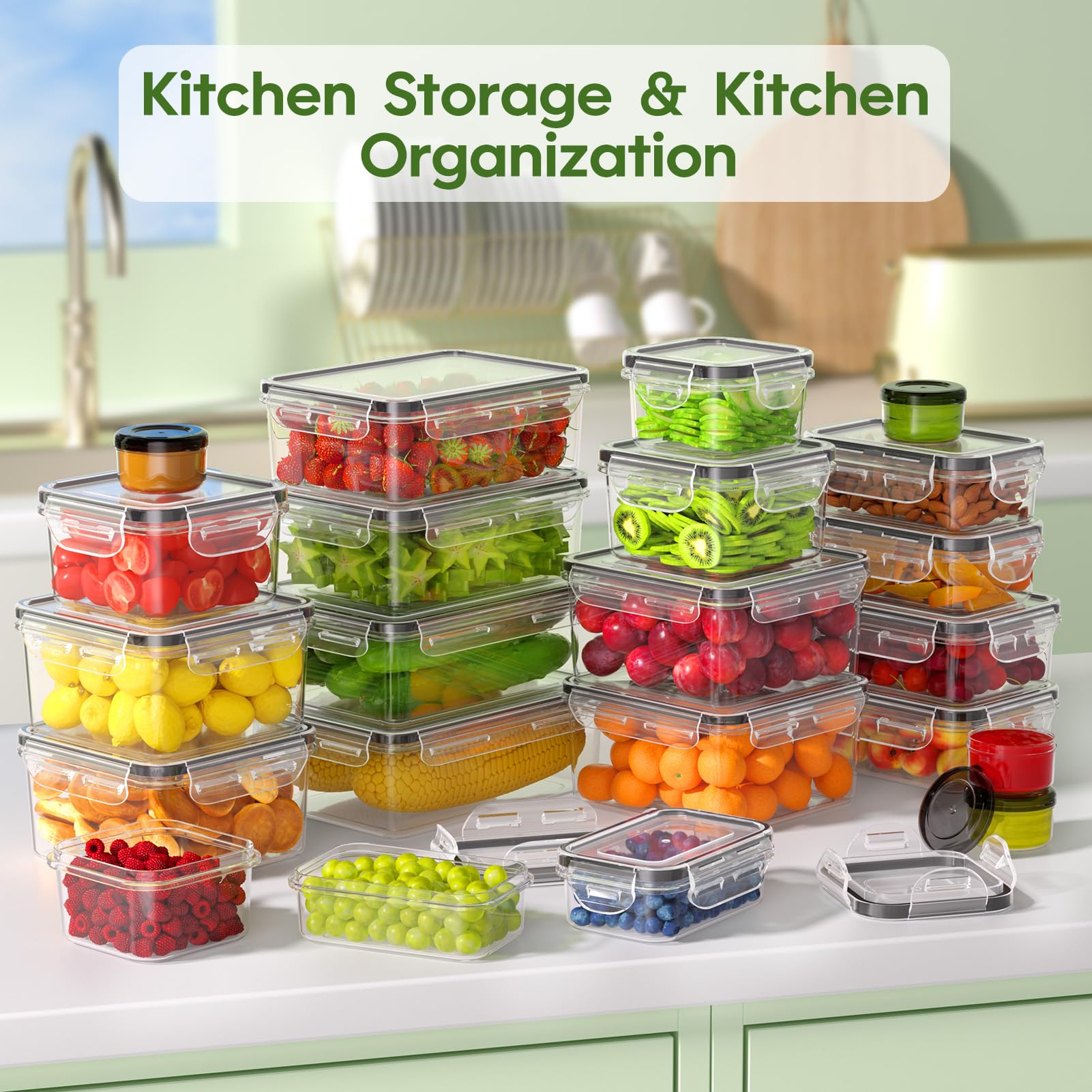 KEMETHY stackable design saving pantry and fridge space.