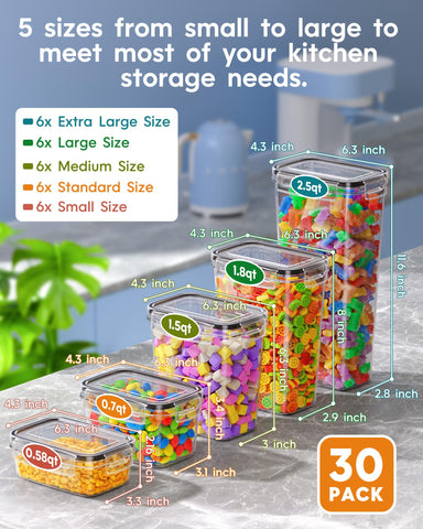 KEMETHY 30-pack demonstrates stackable pantry organization and space efficiency