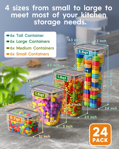 KEMETHY stackable transparent canisters save space and keep dry ingredients fresh.