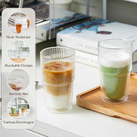 KEMORELA 16oz capacity ideal for iced coffee, juice, or smoothies